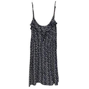 Women's Pimki Navy Blue w/ Cream Geometric Print Spaghetti Strap Mini Dress -Med